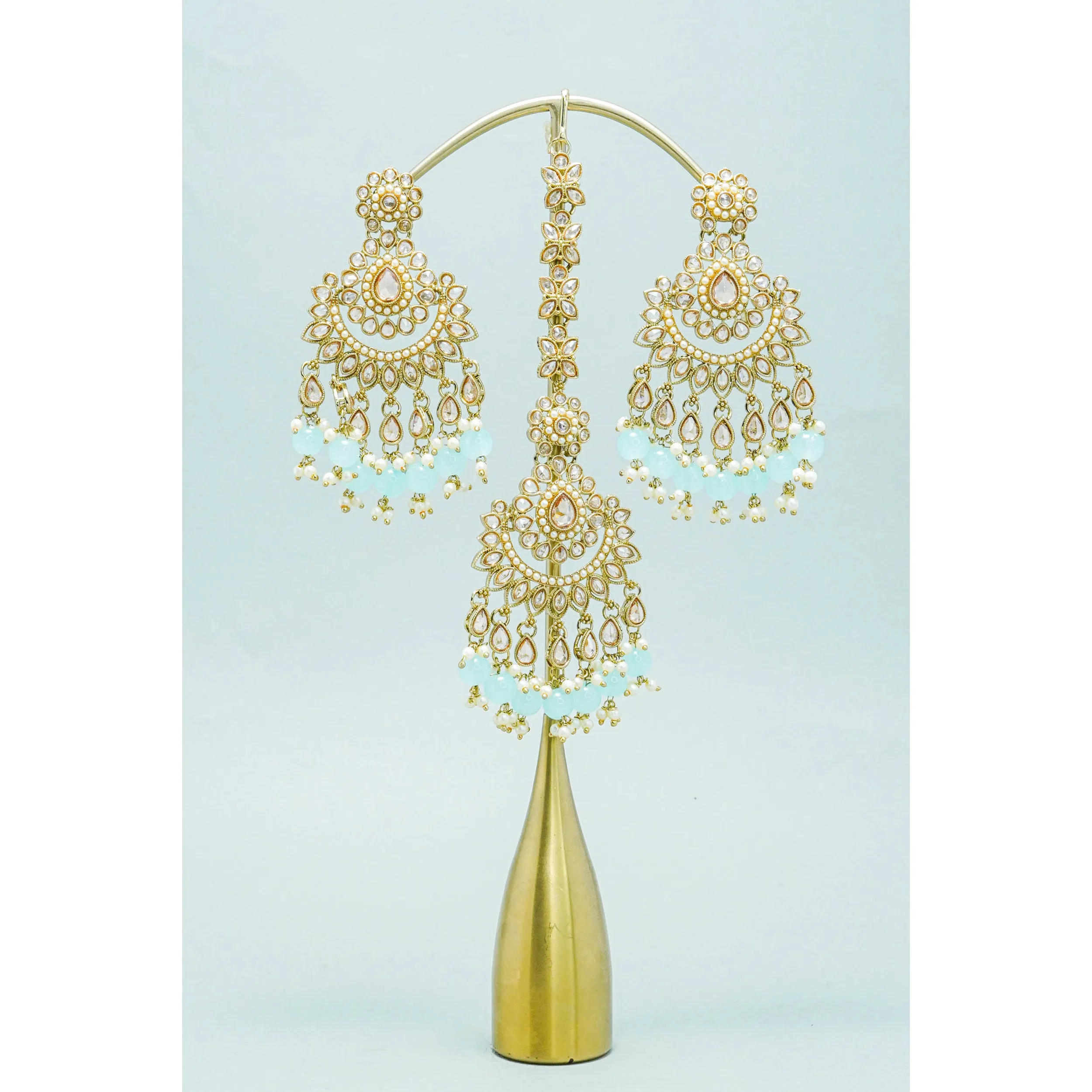 JYOTI POLKI EARRINGS WITH TIKKA