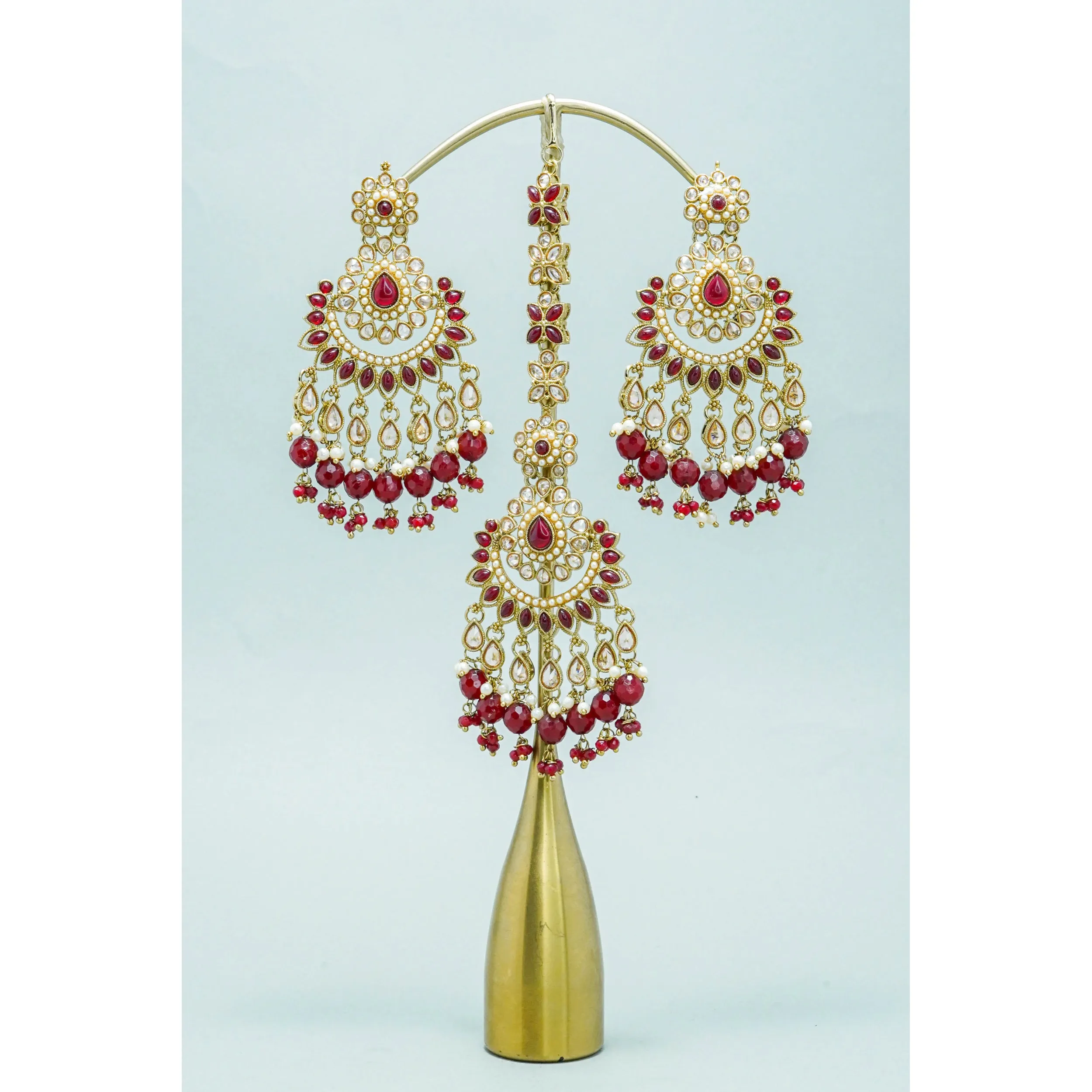 JYOTI POLKI EARRINGS WITH TIKKA