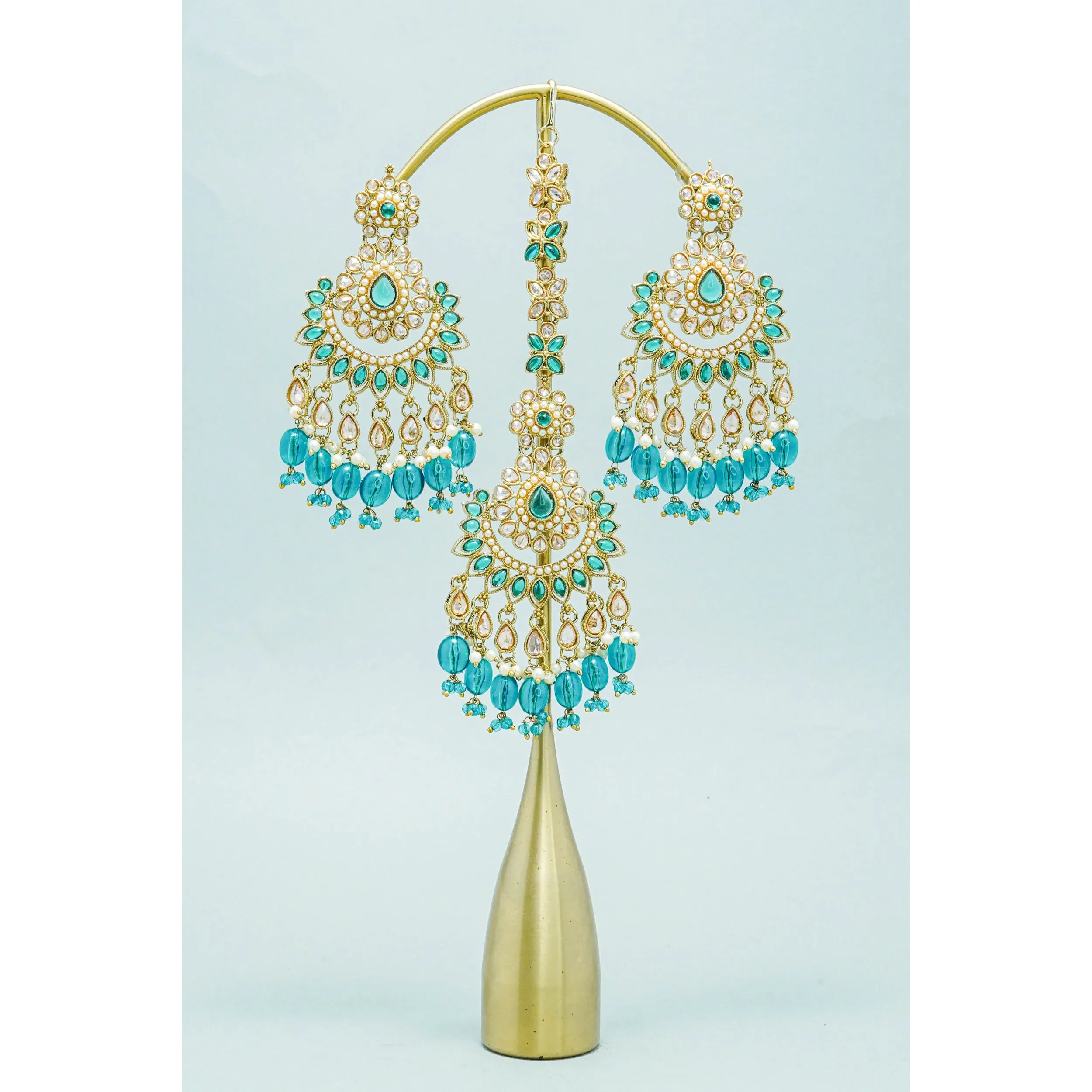 JYOTI POLKI EARRINGS WITH TIKKA