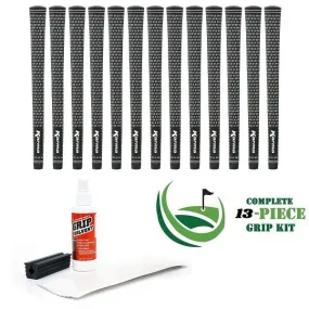 Karma Velour - 13 piece Golf Grip Kit (with tape, solvent, vise clamp) - BLACK / WHITE