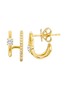 Katie Diamond Double Bar Huggie Earring 14K