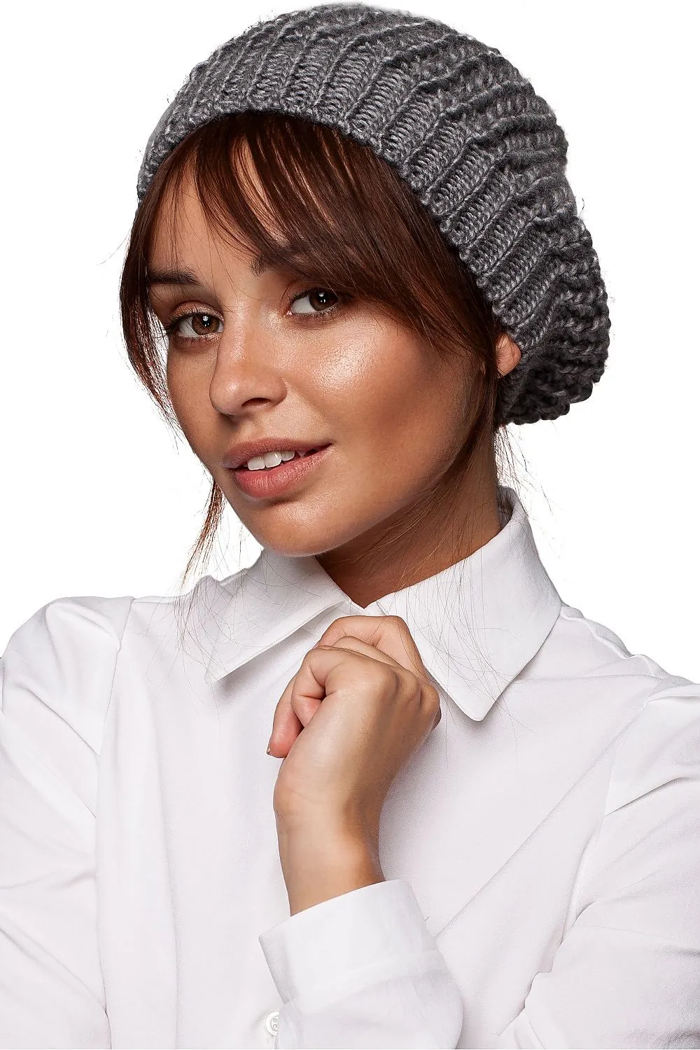 Knitted Beret Charcoal Grey