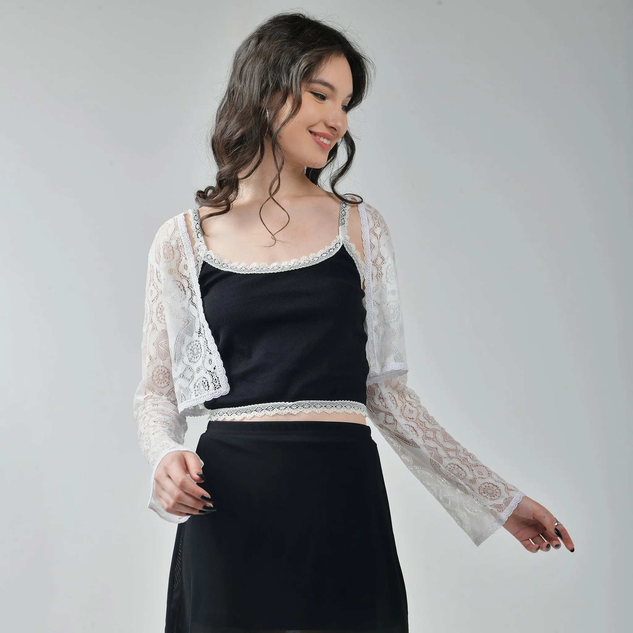 Lace beach shrug