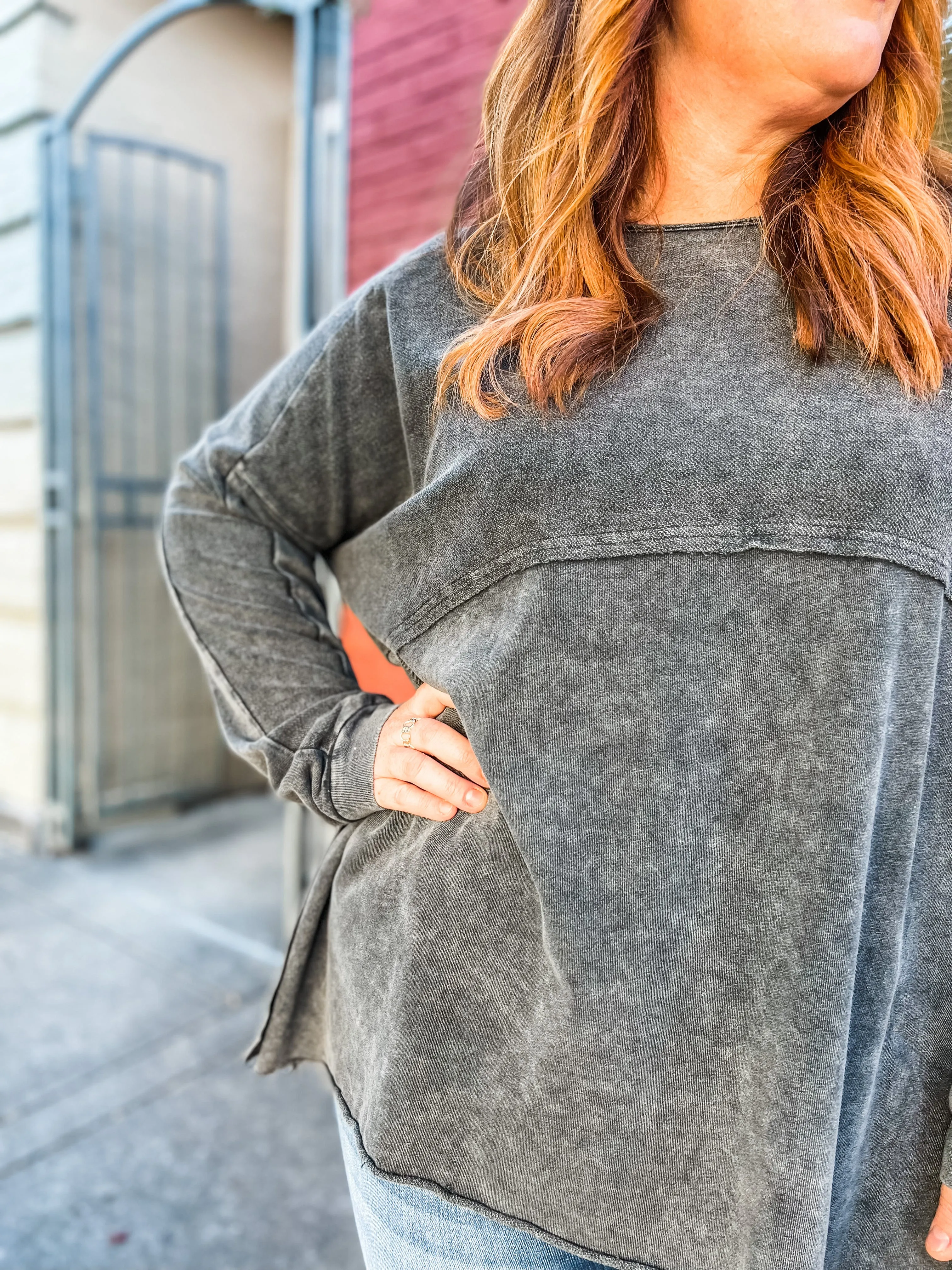 Long Sleeve Terry Knit Sweatshirt PLUS