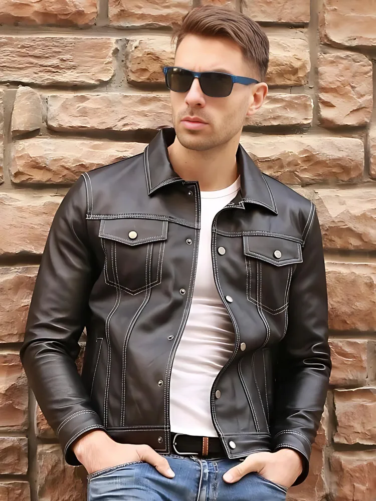 Luxury Brand Genuine Leather Casual Coat Real Leather Jacket