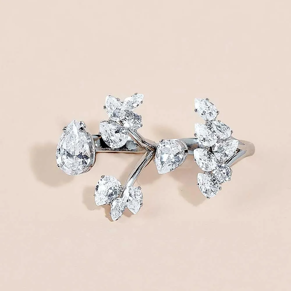 MAC157 Premium Zircon Stacked Flower Ring