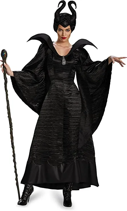 Maleficent Women's Costume with Horns Large Ladies Size 12