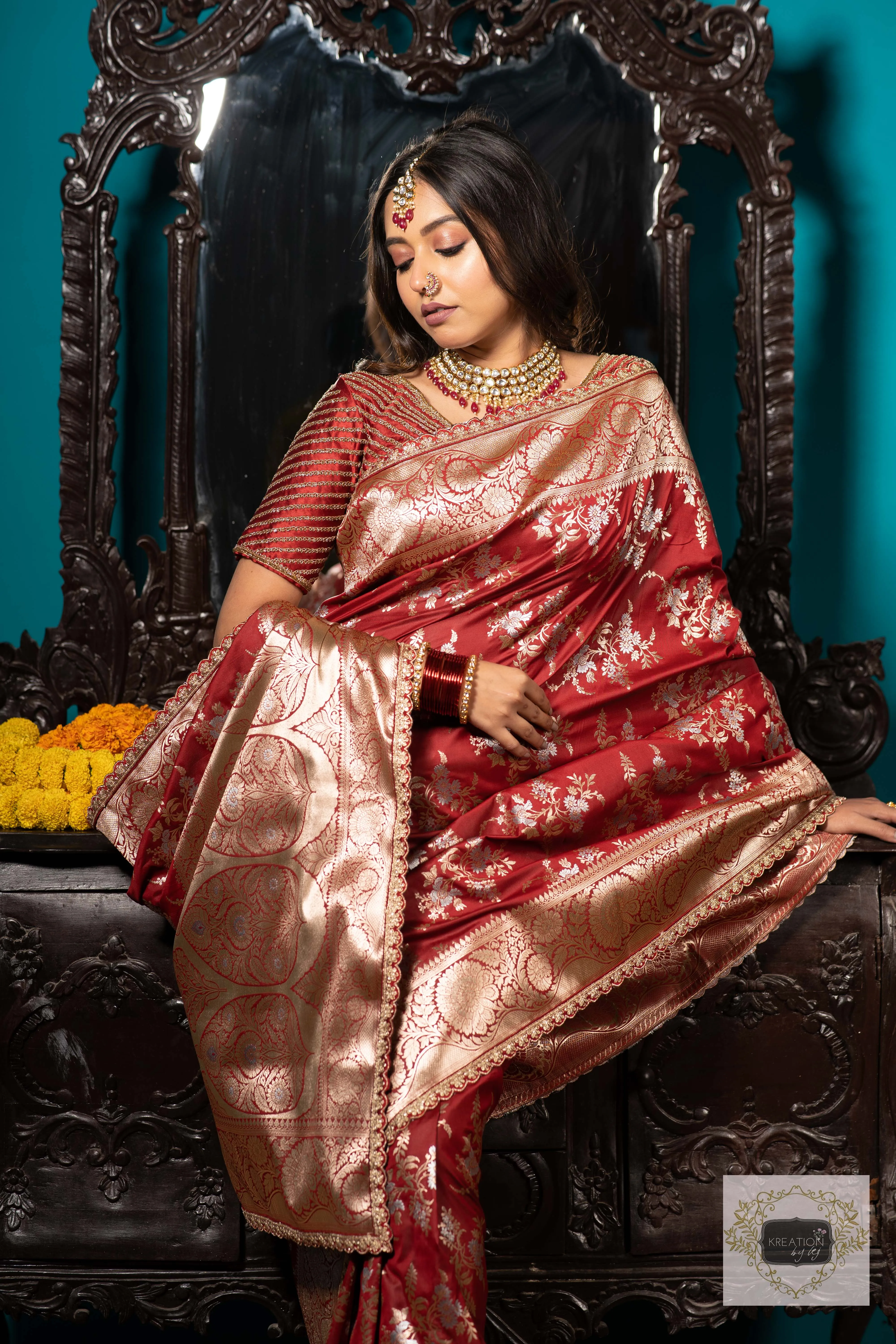 Maroon Banarasi Bridal Saree