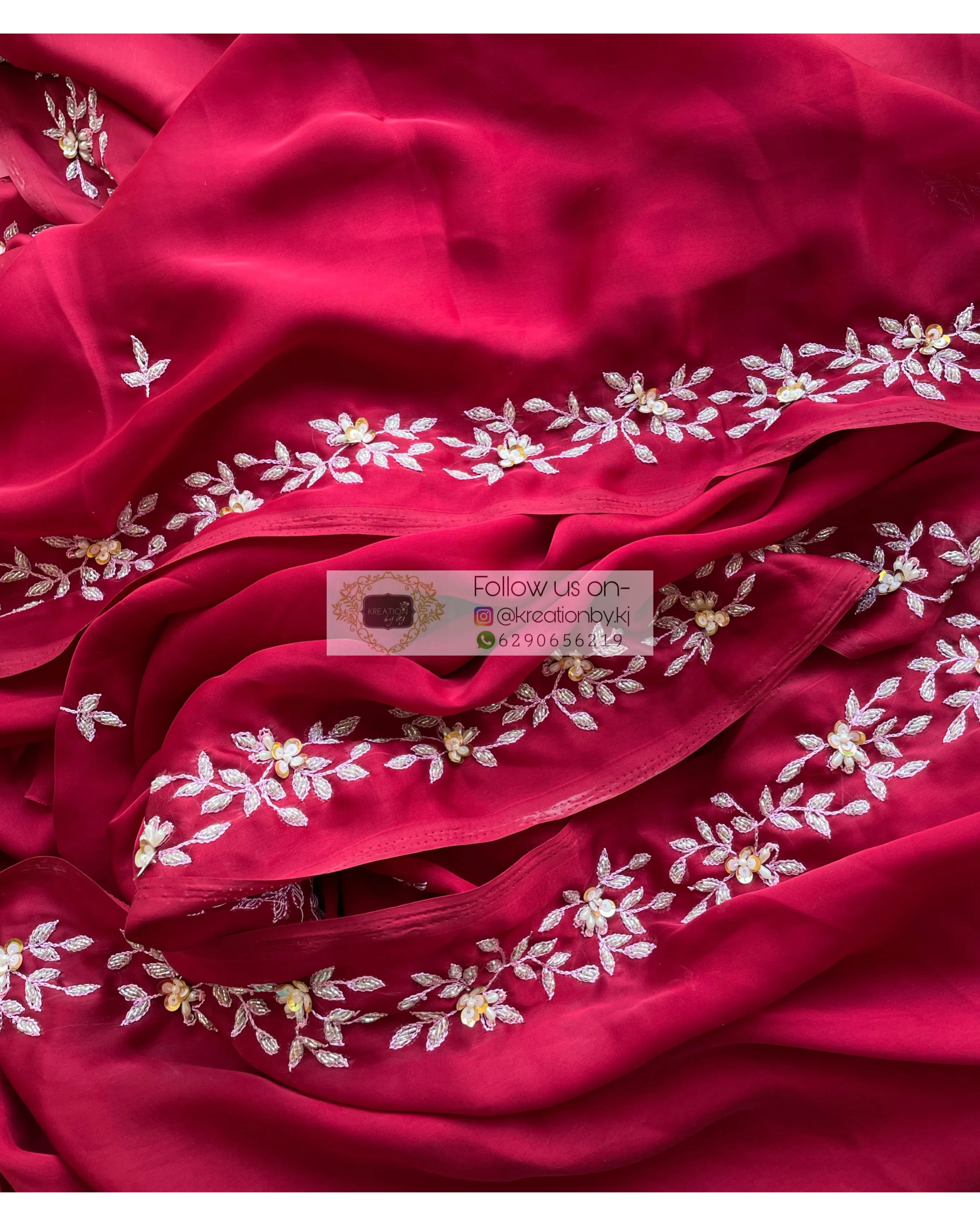 Maroon Crepe Silk Chandani Saree