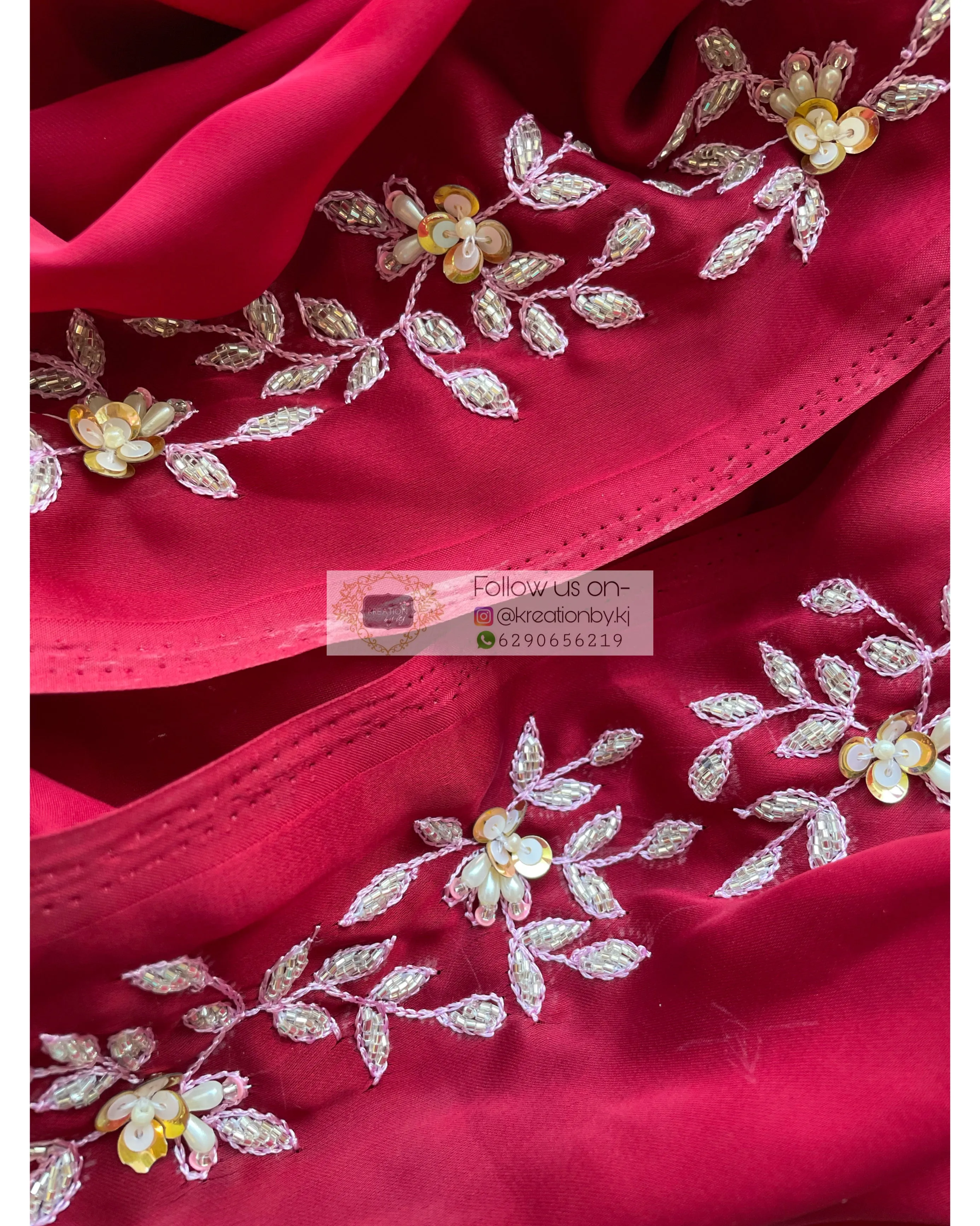 Maroon Crepe Silk Chandani Saree