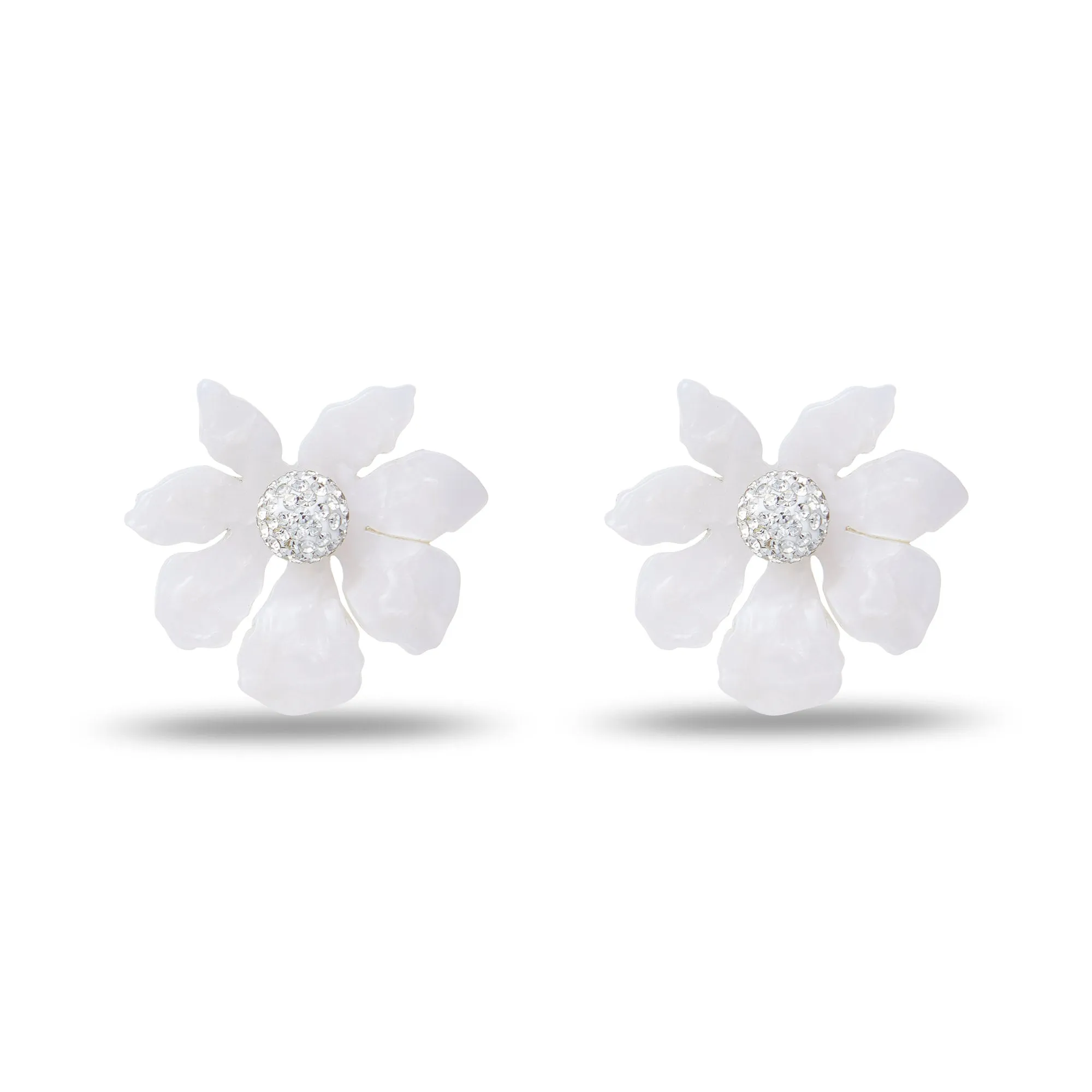 MOTHER OF PEARL WALLFLOWER BUTTON EARRINGS