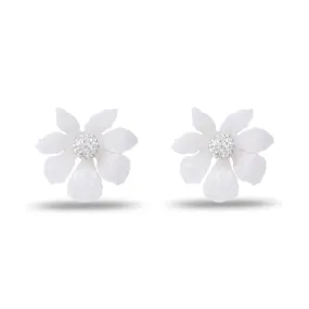 MOTHER OF PEARL WALLFLOWER BUTTON EARRINGS