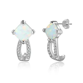 New Fashion Elegant Silver 6mm Square Stud Earrings For Women