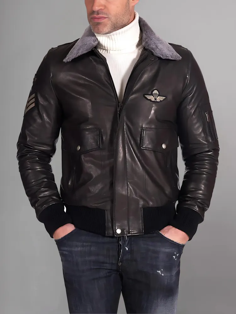 New Mens Thicken Fleece Real Leather Jacket With Fur Lined