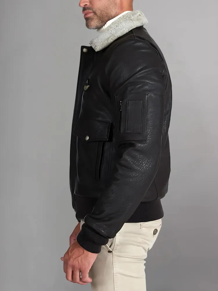 New Mens Thicken Fleece Real Leather Jacket With Fur Lined