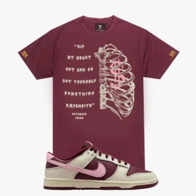 November Reine Rip My Heart Tee In Maroon