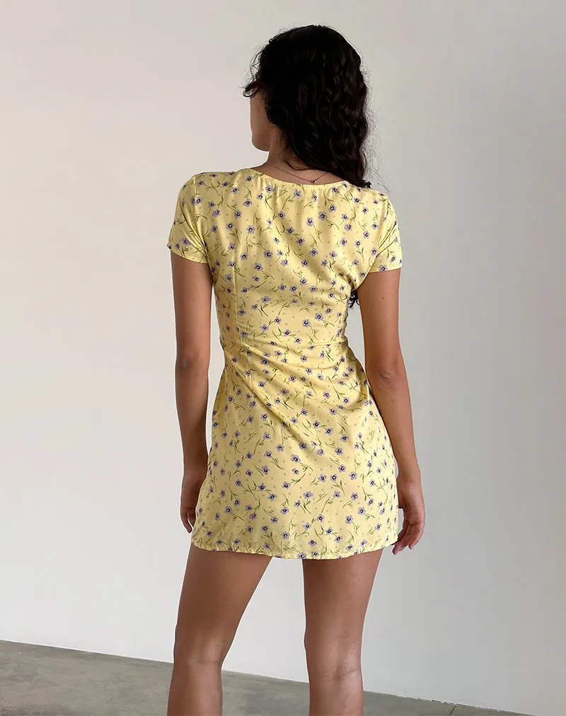 Omoni Mini Dress in Wild Flower Lemon Drop