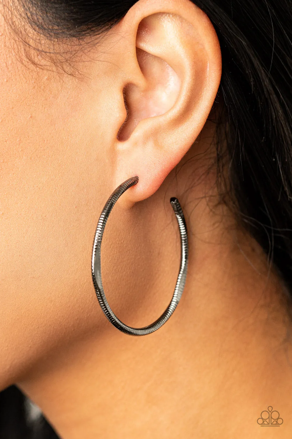 Paparazzi Spitfire Black Hoop Earrings