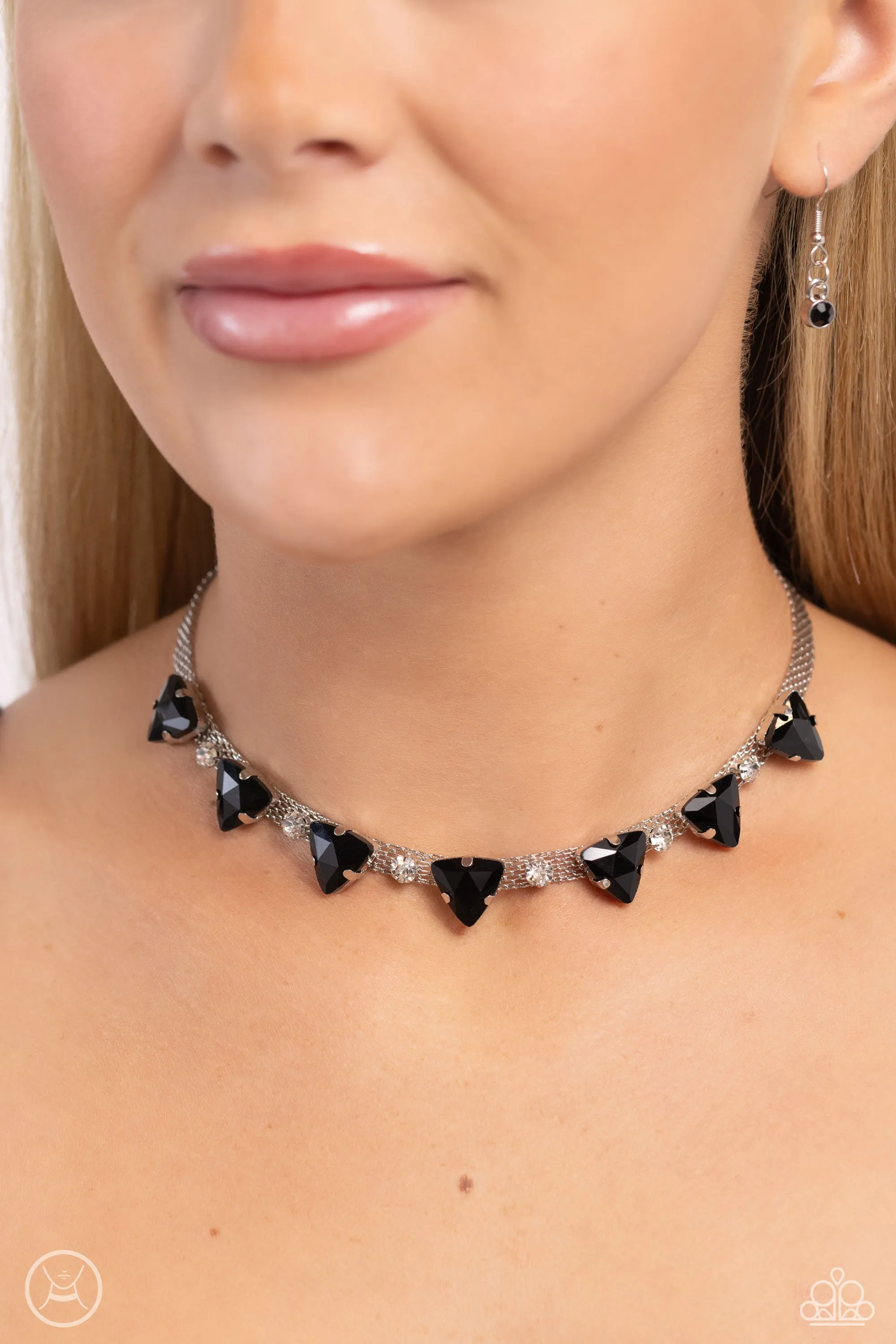 Paparazzi Strands of Sass Black Choker Necklace & Earring Set