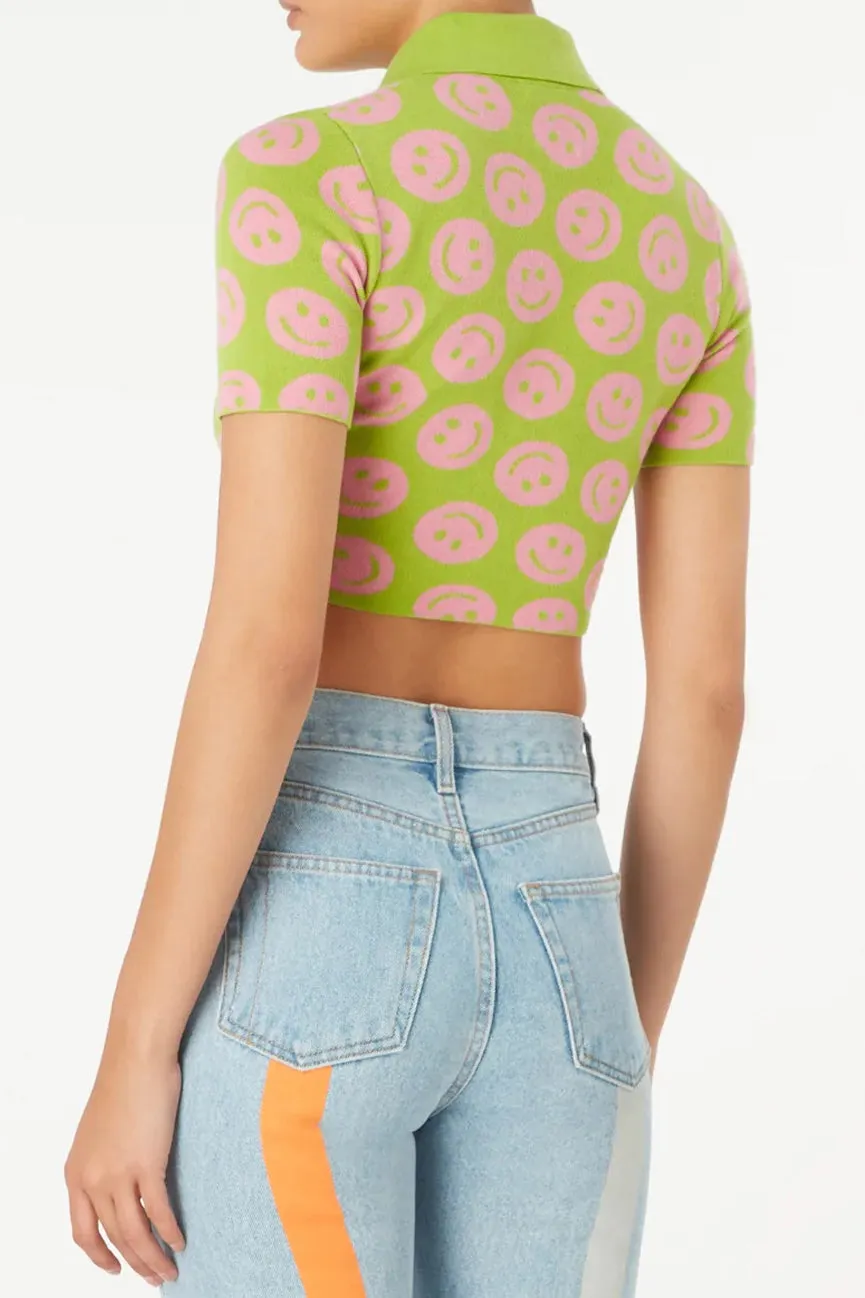 Pear/Taffy Gloss Smiley Crop Polo