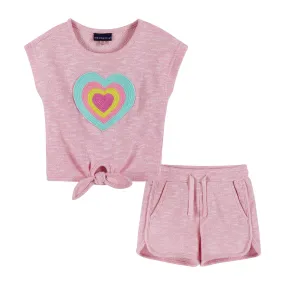 Pink French Terry & Embroidered Heart Graphic Set