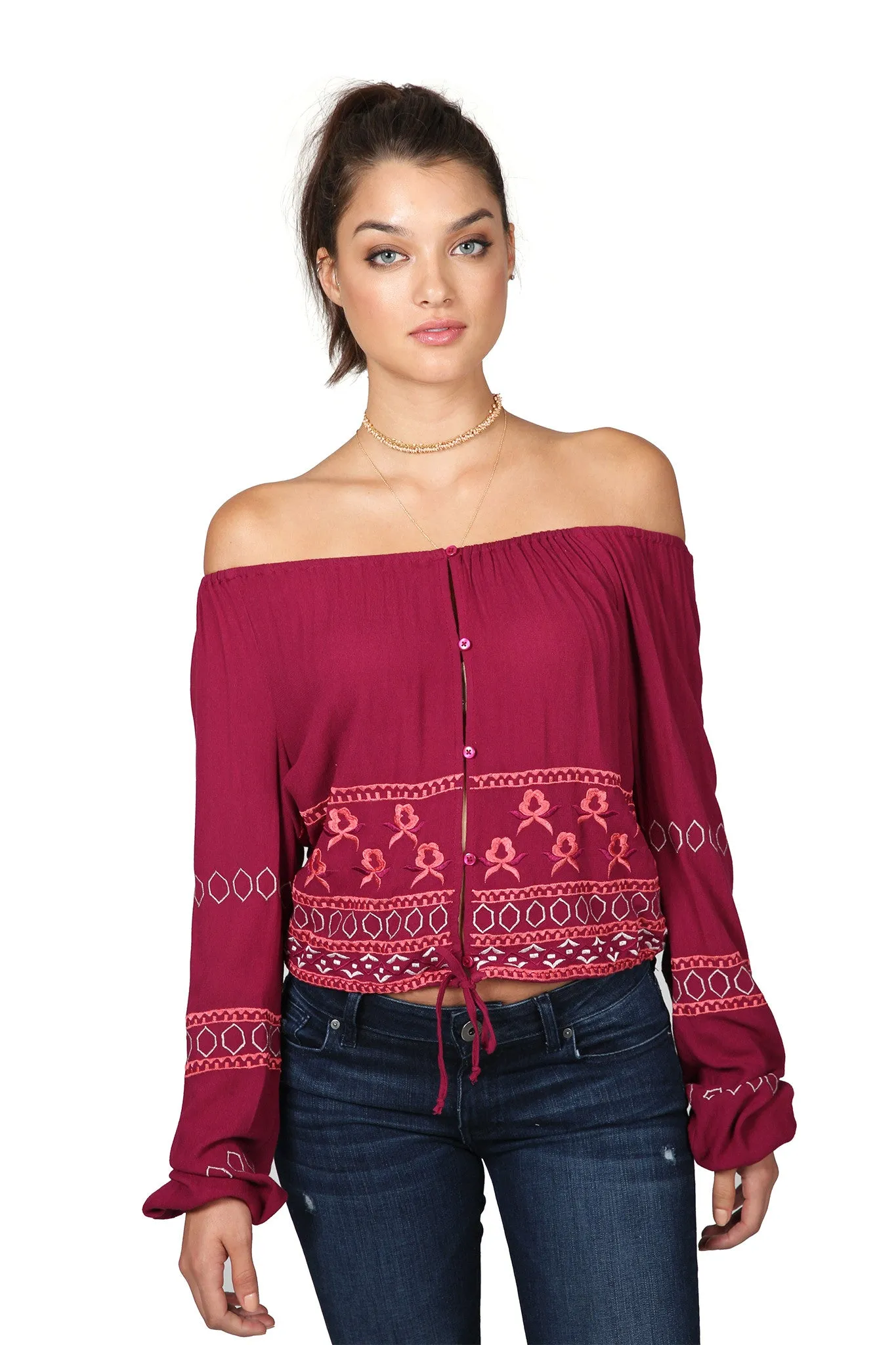 POSY PEASANT CROP TOP