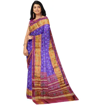 Purple maroon silk handloom patola saree