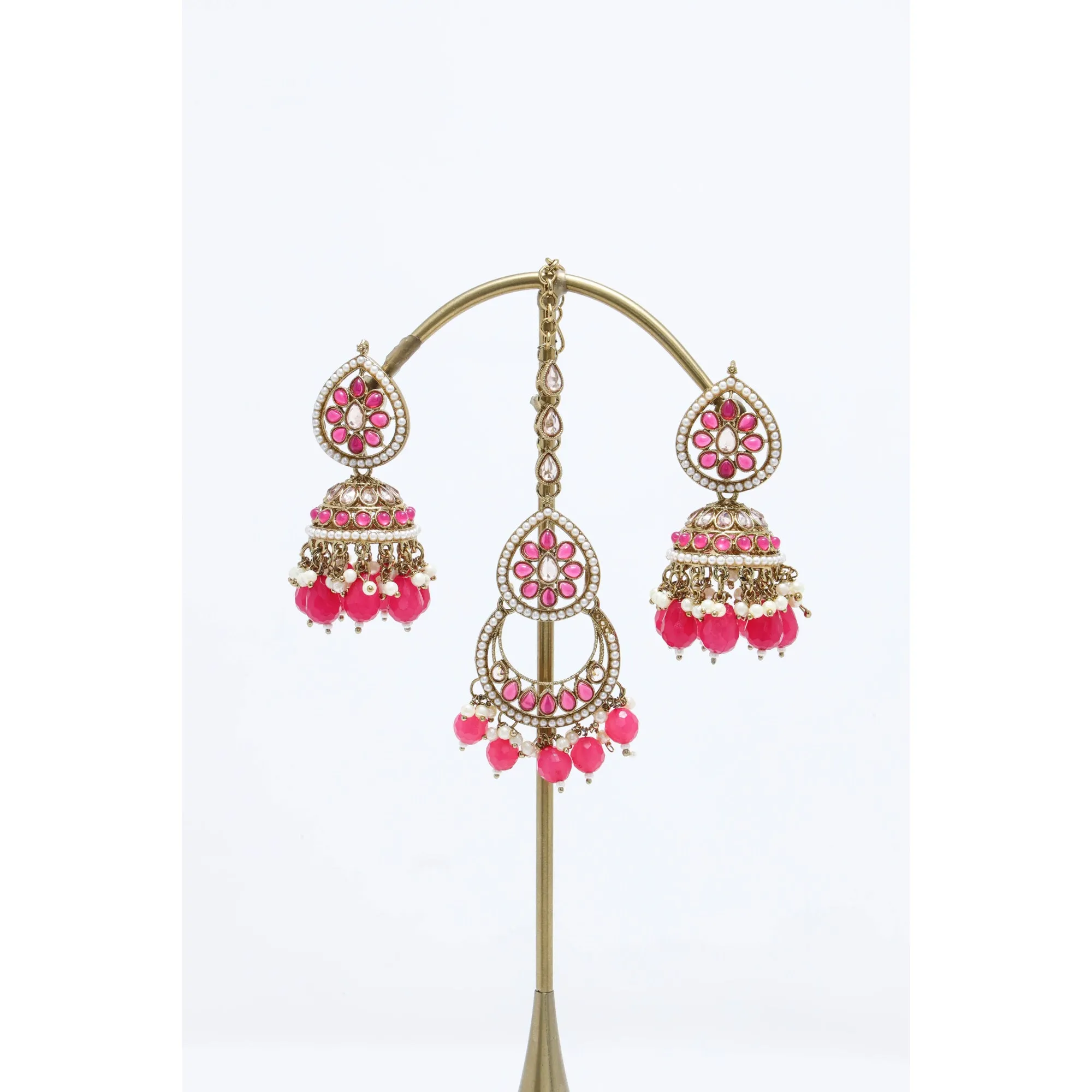 RISHA POLKI EARRINGS WITH TIKKA