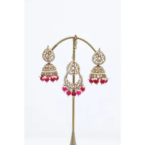 RISHA POLKI EARRINGS WITH TIKKA