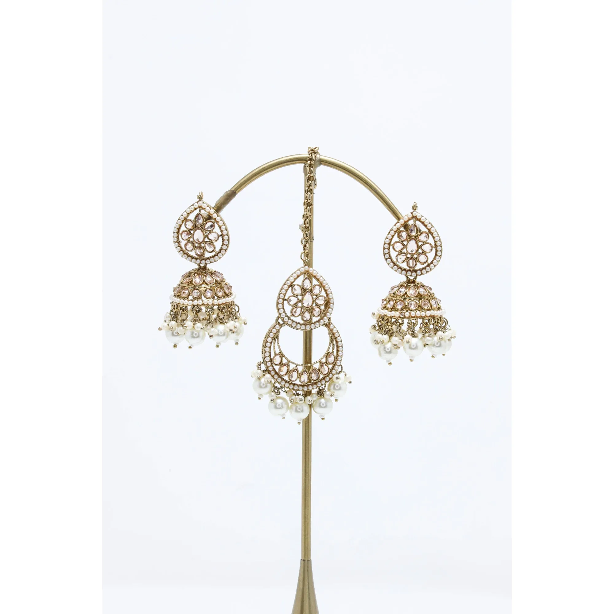 RISHA POLKI EARRINGS WITH TIKKA