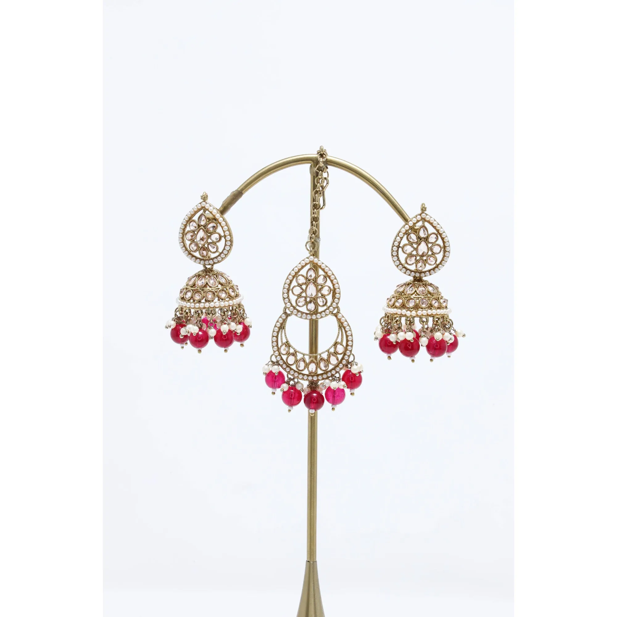 RISHA POLKI EARRINGS WITH TIKKA