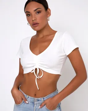 Rivera Crop Top in Rib Ivory