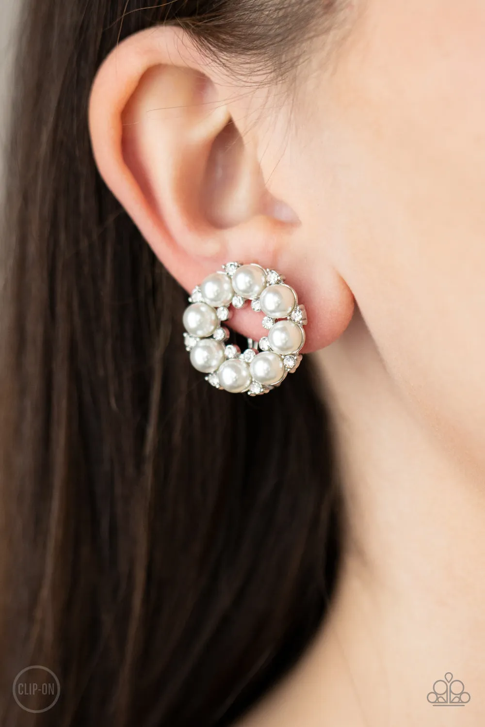 Roundabout Ritz White Clip-On-Earrings