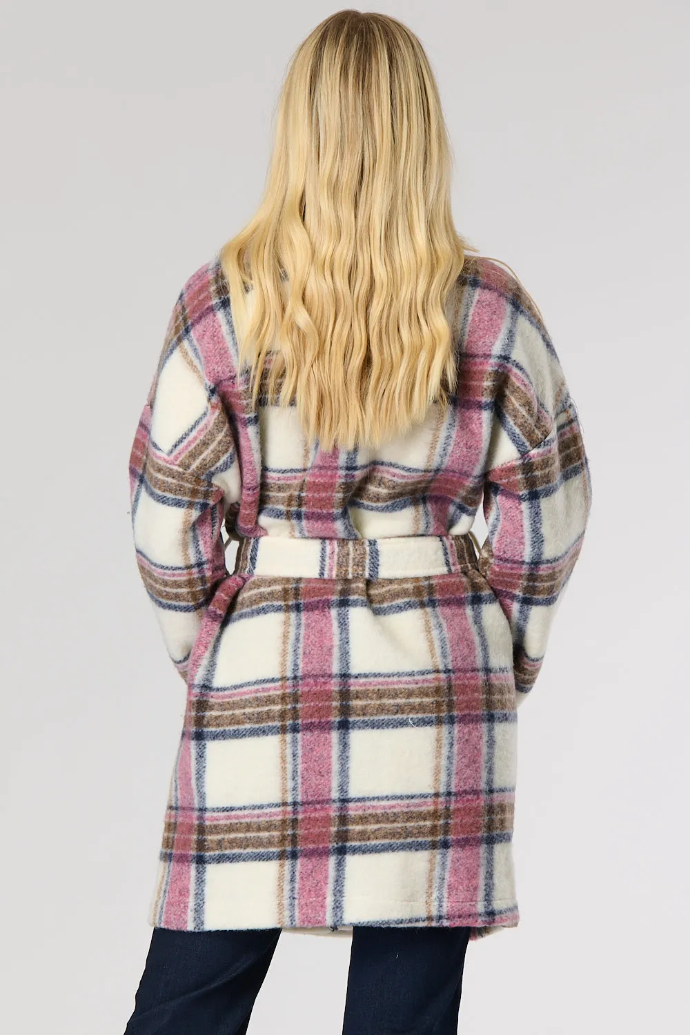 Saloos Check Wool Mix Coat with Belt