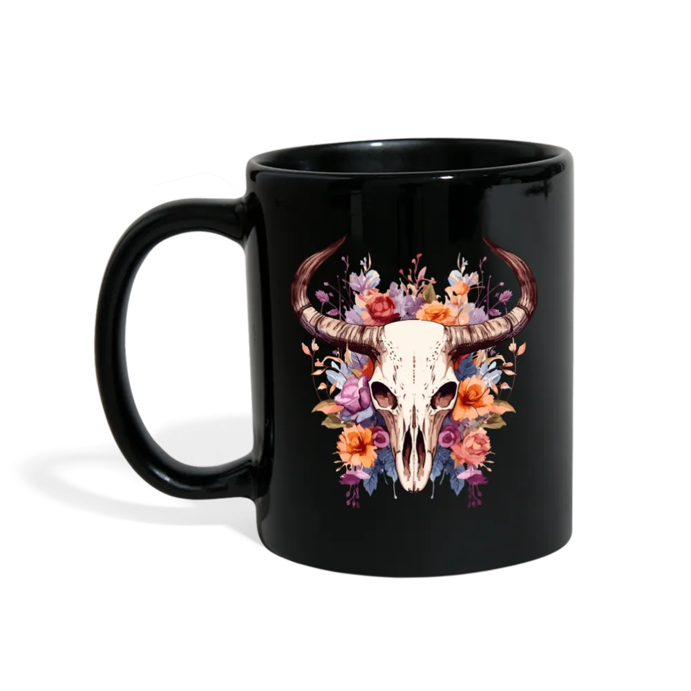 Schwarze Tasse mit Totenkopf Motiv "Boho Skull"