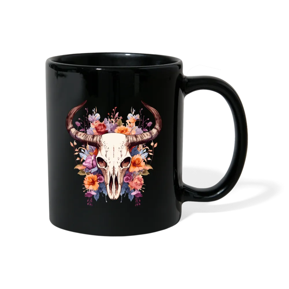 Schwarze Tasse mit Totenkopf Motiv "Boho Skull"