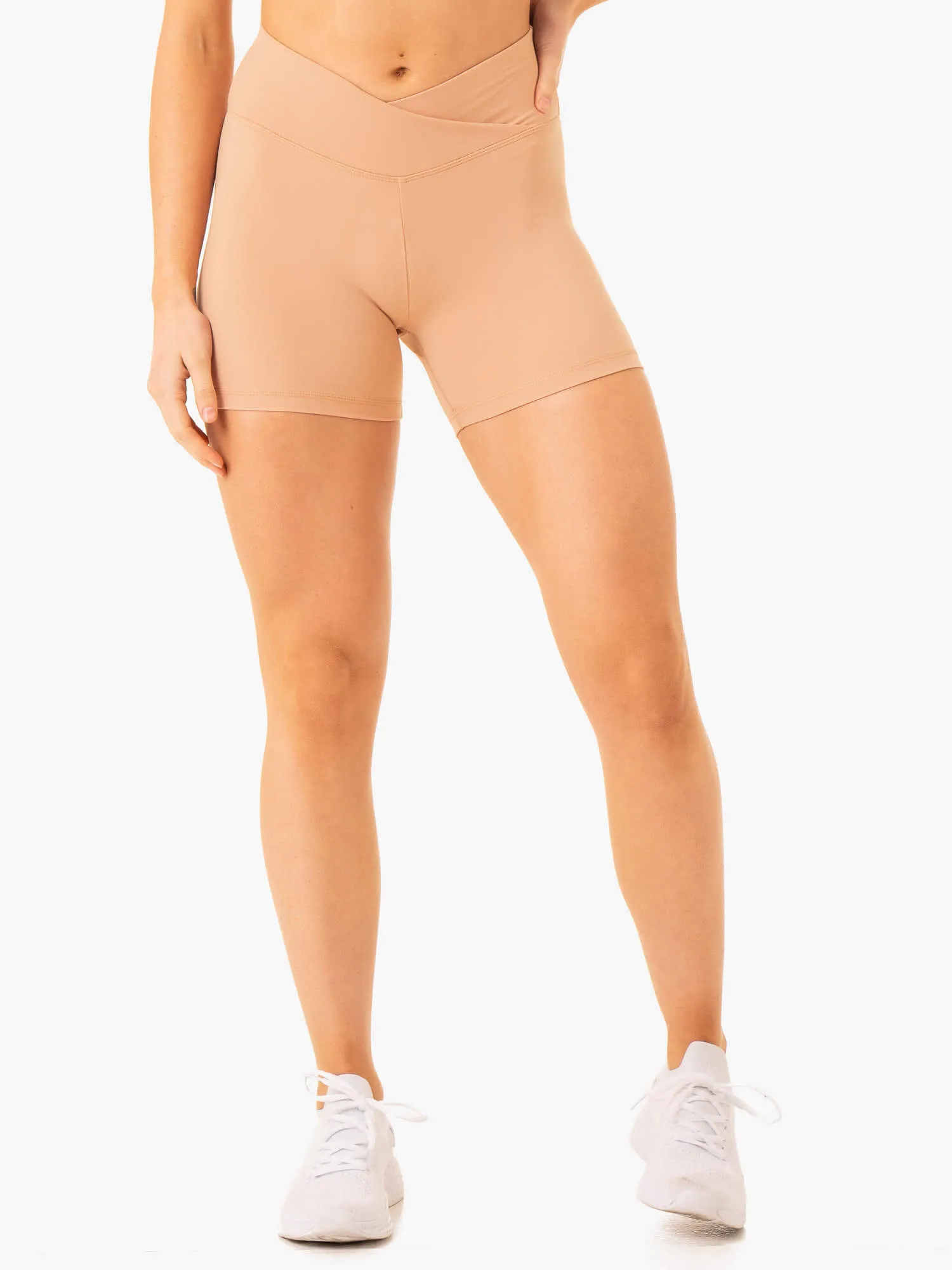 Serene Cross Over Scrunch Shorts - Tan