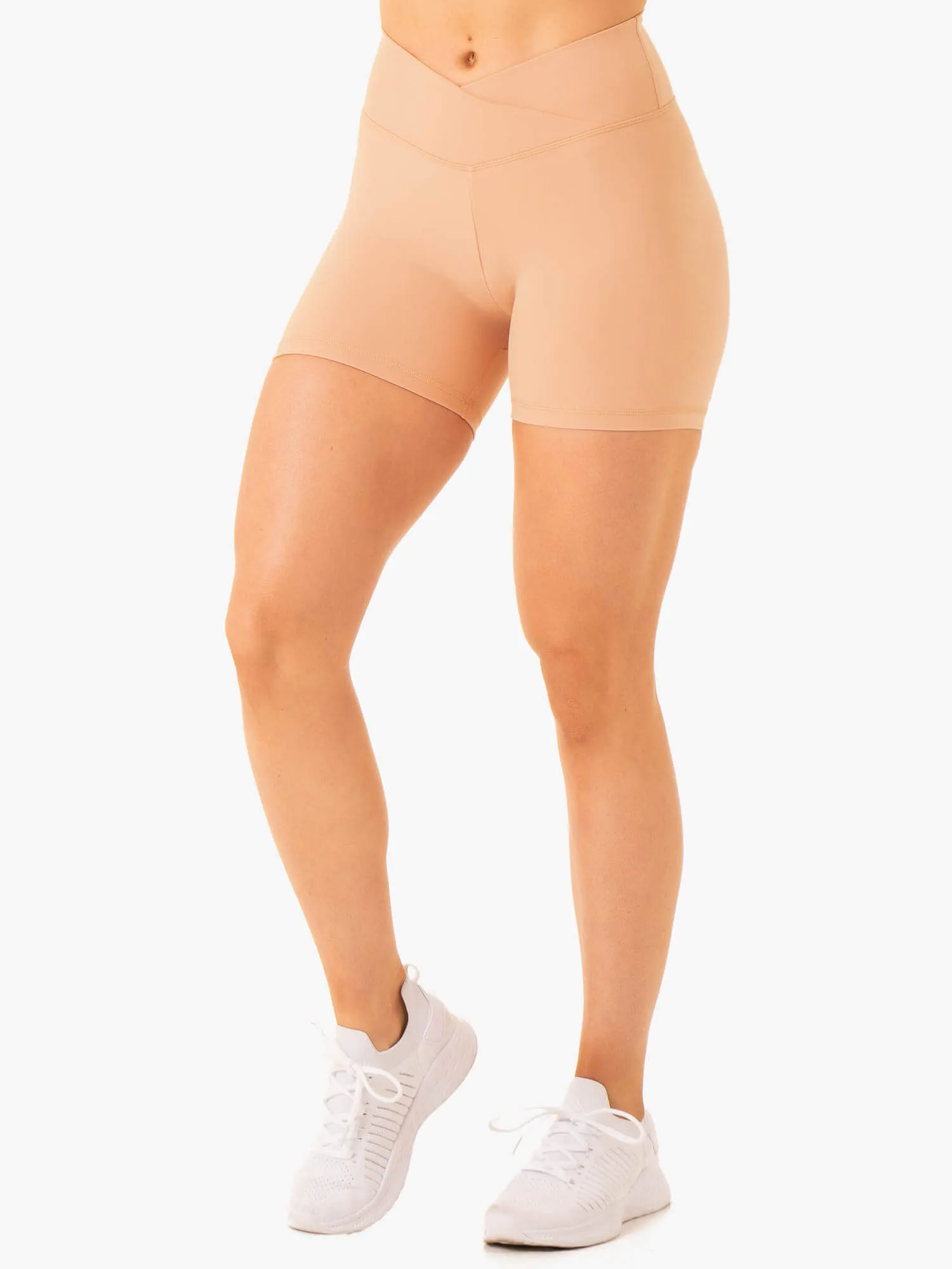 Serene Cross Over Scrunch Shorts - Tan