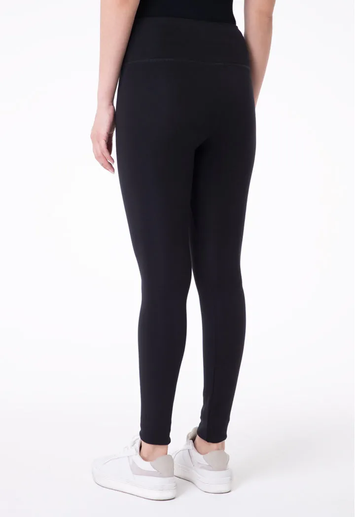 Solid Mid Waist Legging Pants