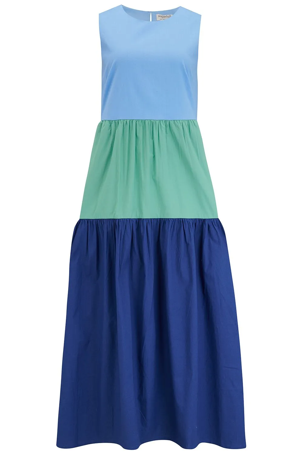 Sugarhill Brighton Juniper Multi Sea Block Colour Maxi Tiered Sundress