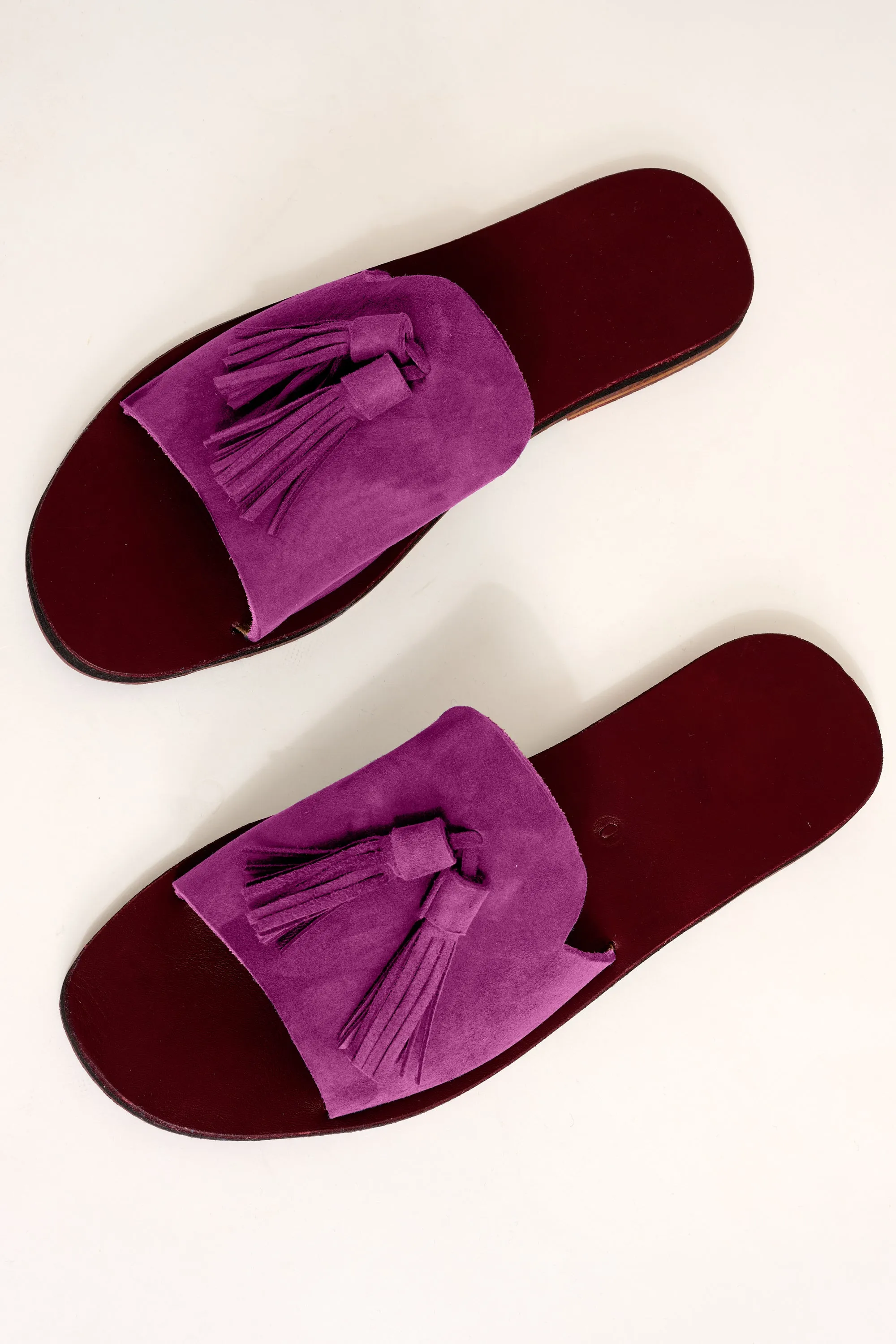 Tassel Sandal in Dusty Plum