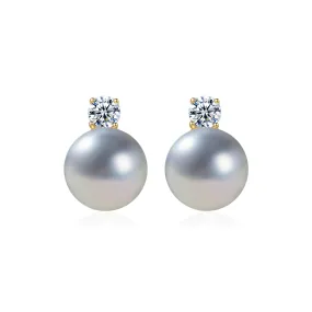 Top Lustre 18K Gold Silver Blue Akoya Pearl Earrings KE00153