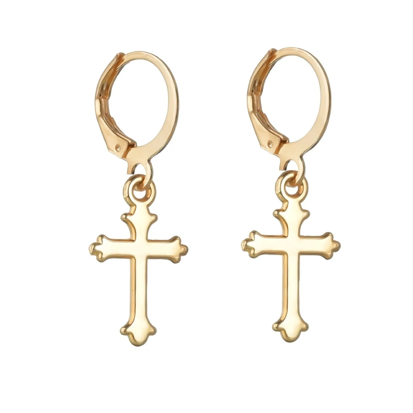 Vintage Chic Metal Cross Ear Buckle Earrings For Women Girls Gift 1Pair