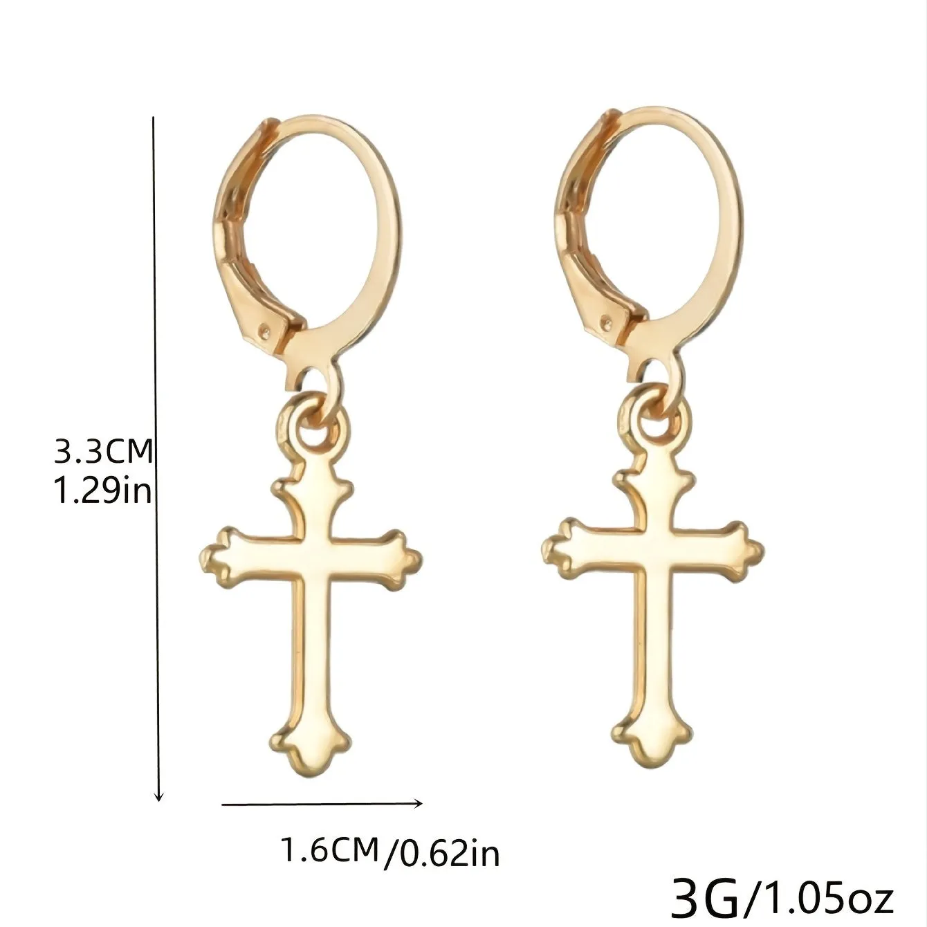 Vintage Chic Metal Cross Ear Buckle Earrings For Women Girls Gift 1Pair