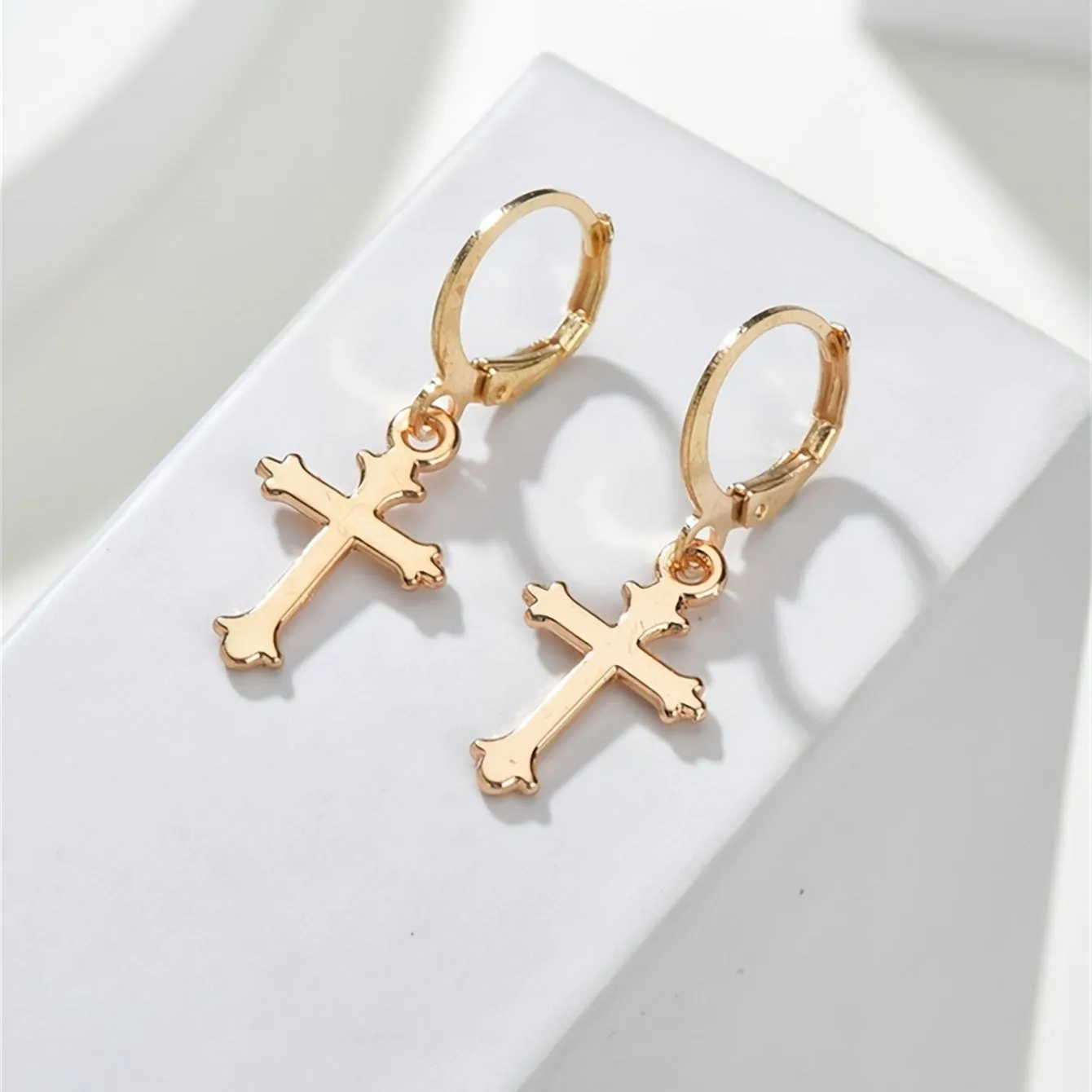 Vintage Chic Metal Cross Ear Buckle Earrings For Women Girls Gift 1Pair