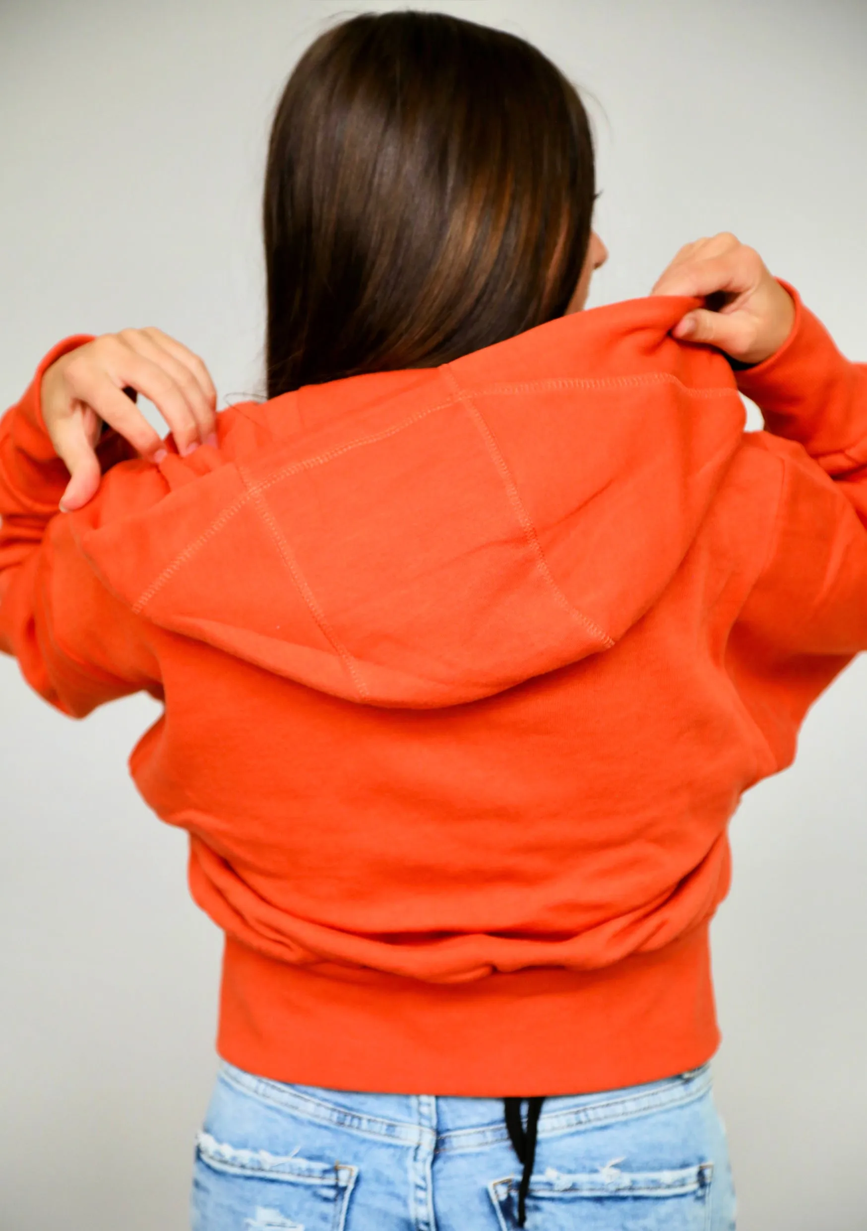 VINTAGE CROP ZIP UP HOODIE (Orange)