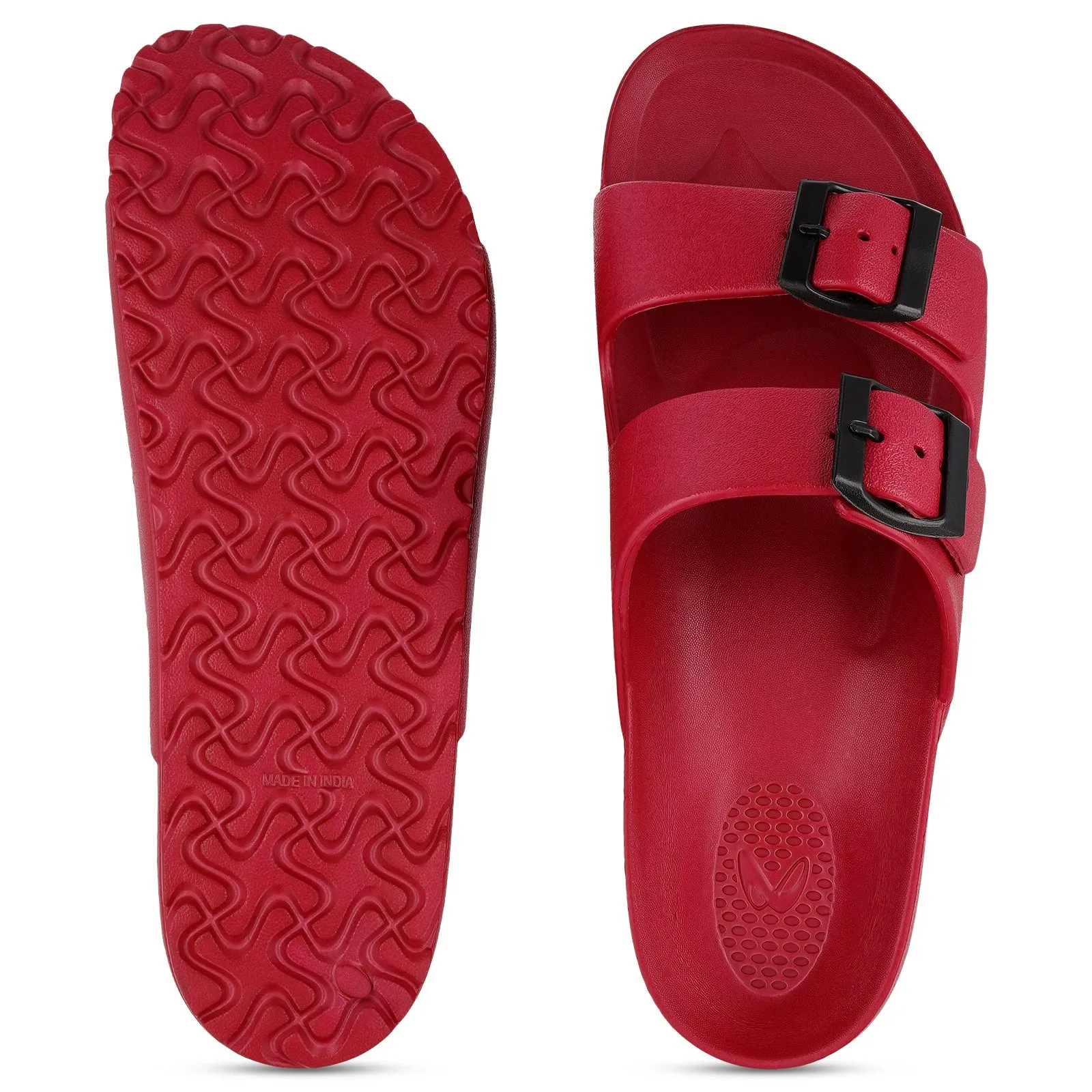 Walkaroo Men Slip On Slide Sandals  - WC4808 Maroon