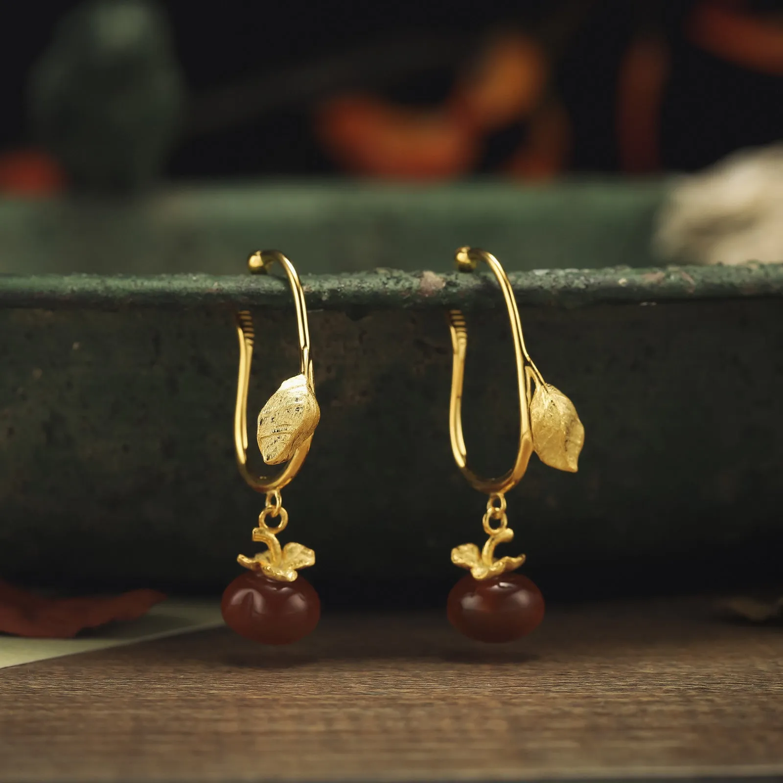 Wishful Persimmon Earhooks