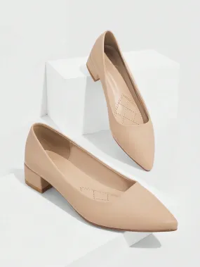 Women Shoes Minimalist Point Toe Elegant Beige Versatile Flats