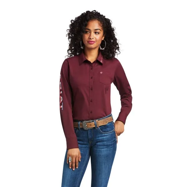 Women's Ariat Kirby Maroon Long Sleeve Button Down Shirt